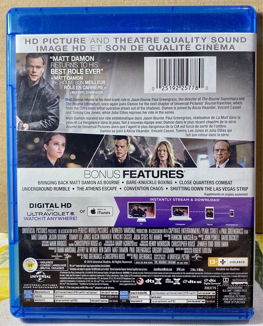 JASON BOURNE - Blu-Ray+DVD (Category: CDs & DVDs) located in Angeles City. Submitted by lensongsong (Listing ID 1469167754, Image 3). Description: .