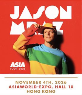 Jason Mraz 香港演唱會2026 $1480門票2連位, 門票＆禮券, 活動門票 - Carousell