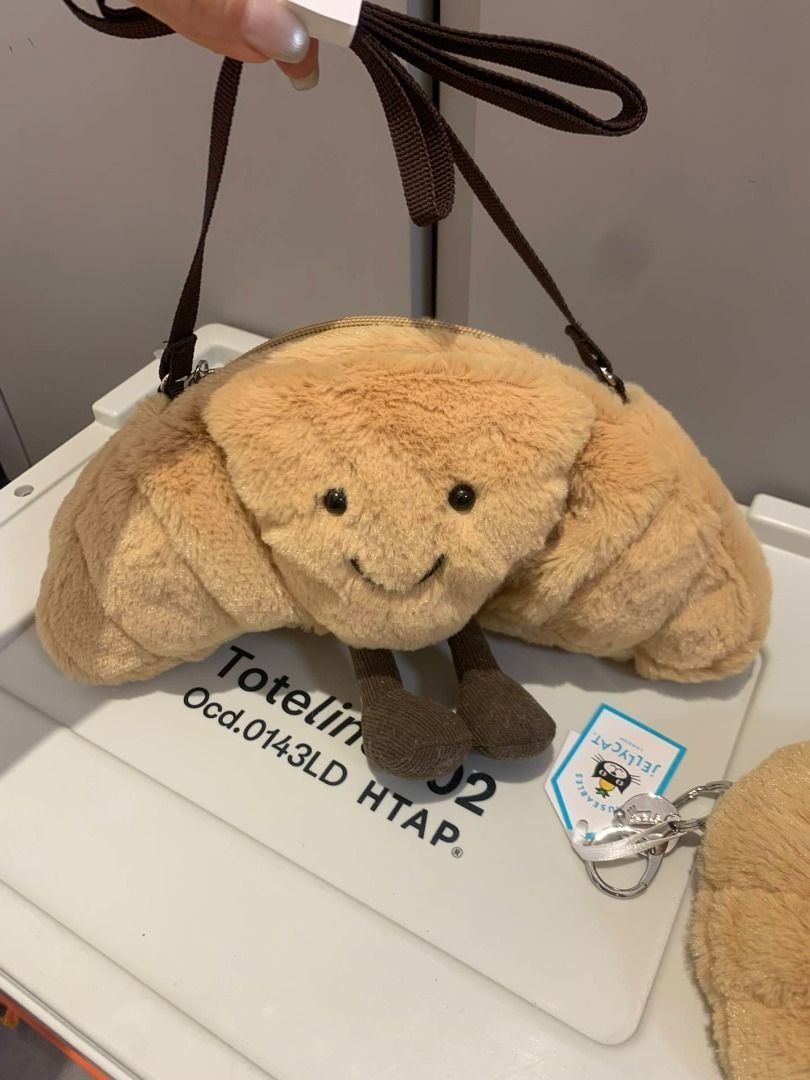 jellycat croissant bag crossbody bag bread doll toy, Women's Fashion ...