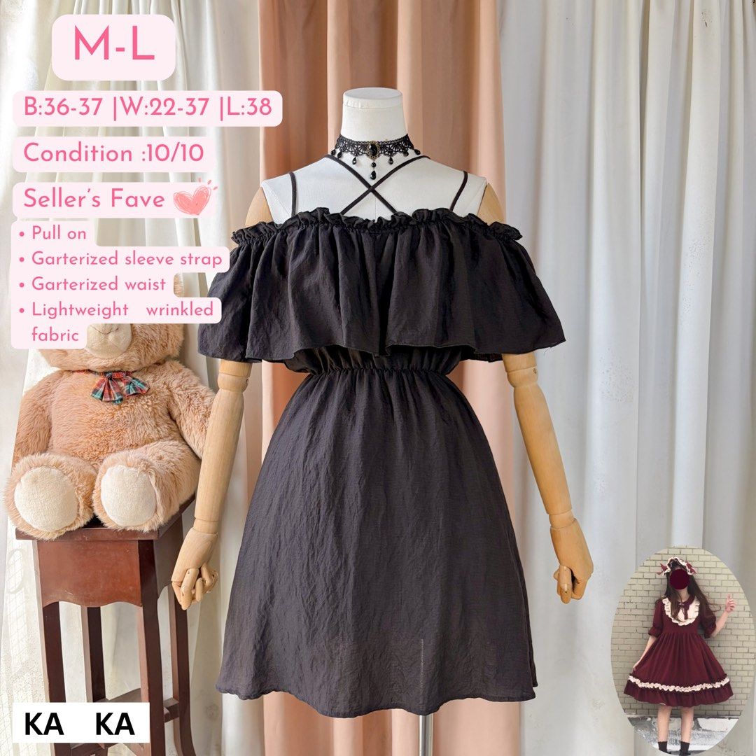KA KA - Black Off-Shoulder Dress (Category: Dresses) located in General Trias. Submitted by Ashantyscollezion (Listing ID 1469332774, Image 1). Description: ✏️ 𝘒𝘪𝘯𝘥𝘭𝘺 𝘕𝘰𝘵𝘦: - 𝘗𝘭𝘦𝘢𝘴𝘦 𝘤𝘩𝘦𝘤𝘬 𝘢𝘭𝘭 𝘥𝘦𝘵𝘢𝘪𝘭𝘴 𝘪𝘯 𝘵𝘩𝘦 𝘤𝘢𝘱𝘵𝘪𝘰𝘯𝘴. - 𝘋𝘪𝘮𝘦𝘯𝘴𝘪𝘰𝘯𝘴 𝘢𝘭𝘳𝘦𝘢𝘥𝘺 𝘰𝘯 𝘵𝘩𝘦 𝘱𝘩𝘰𝘵𝘰. -𝘱𝘦𝘵𝘵𝘪𝘤𝘰𝘢𝘵, 𝘳𝘪𝘣𝘣𝘰𝘯 𝘢𝘯𝘥 𝘰𝘵𝘩𝘦𝘳 𝘴𝘵𝘺𝘭𝘪𝘯𝘨 𝘪𝘵𝘦𝘮𝘴 𝘢𝘳𝘦 𝘯𝘰𝘵 𝘪𝘯𝘤𝘭𝘶𝘥𝘦𝘥. 𝘍𝘰𝘳 𝘧𝘭𝘢𝘸𝘴