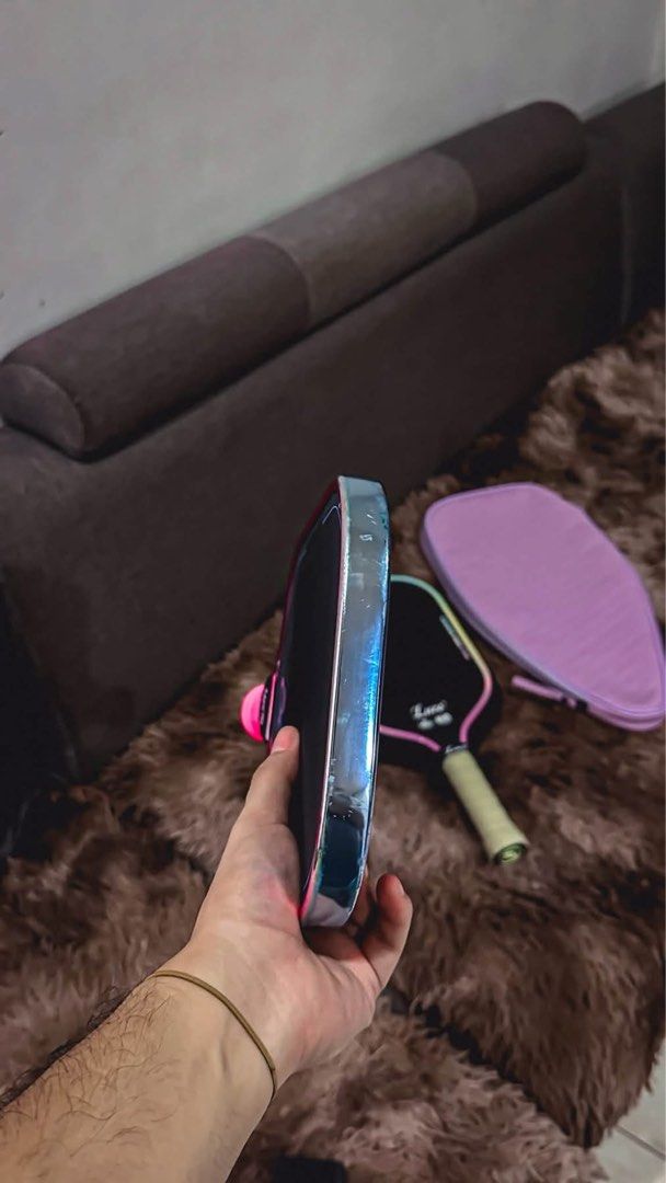 Kamito Alpha Max 16mm Pickleball Paddle Pink (Category: Racket and Ball Sports) located in Manila. Submitted by jessemarca81973 (Listing ID 1469263847, Image 2). Description: - Brand/Model: Kamito Alpha Max 16mm Pickleball Paddle - Design: Sleek black face with vibrant pink trim, matching pink wrapped grip, and chrome edge guard - Performance: Master control with max spin design for ultimate shot-making - Shape: Standard paddle face featuring sig
