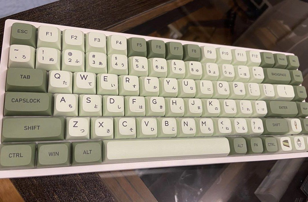 KEYCAPS ONLY - 122 Keys Matcha Green XDA Profile PBT Sublimation (Category: Computer Keyboard) located in Las Pinas. Submitted by burgeritas (Listing ID 1469229321, Image 3). Description: Complete 122 Keys, can also be used for different/smaller keyboard configurations RFS: I love matcha pero hindi match sa desk aesthetic ko .