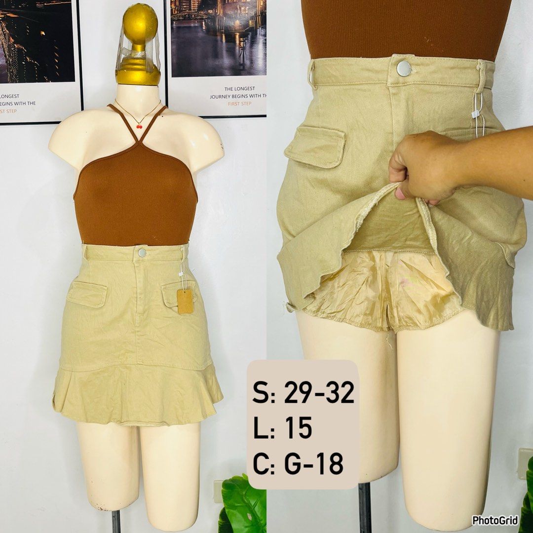 Khaki Skort | Size 29-32 (Category: Skirts) located in Manila. Submitted by bengirlclothing (Listing ID 1469278667, Image 1). Description: - Color: Khaki - Size: Waist 29 to 32 inches, Length 15 inches - Style: High-waisted skort with built-in shorts (no exposure worries!).