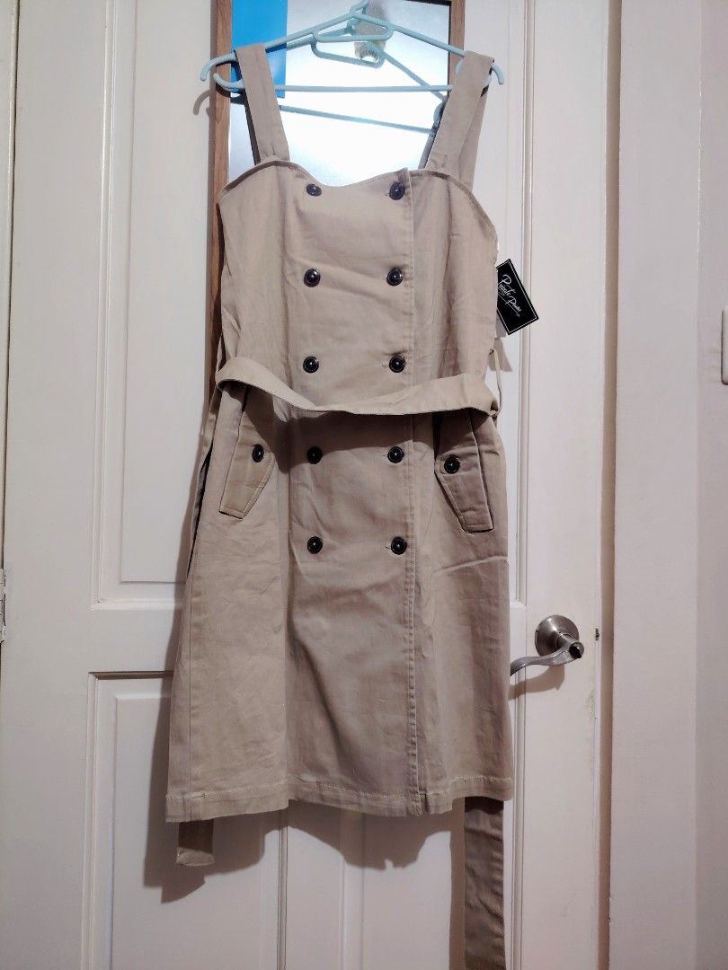Khaki-colored Double-Breasted Style Dress (Category: Dresses) located in Mandaluyong City. Submitted by jnmagwho (Listing ID 1469167643, Image 1). Description: Detective style khaki colored dress Adjustable/removable shoulder straps With pockets Stretch material Can fit medium to large Brand new never worn never washed inspo style on last photo.