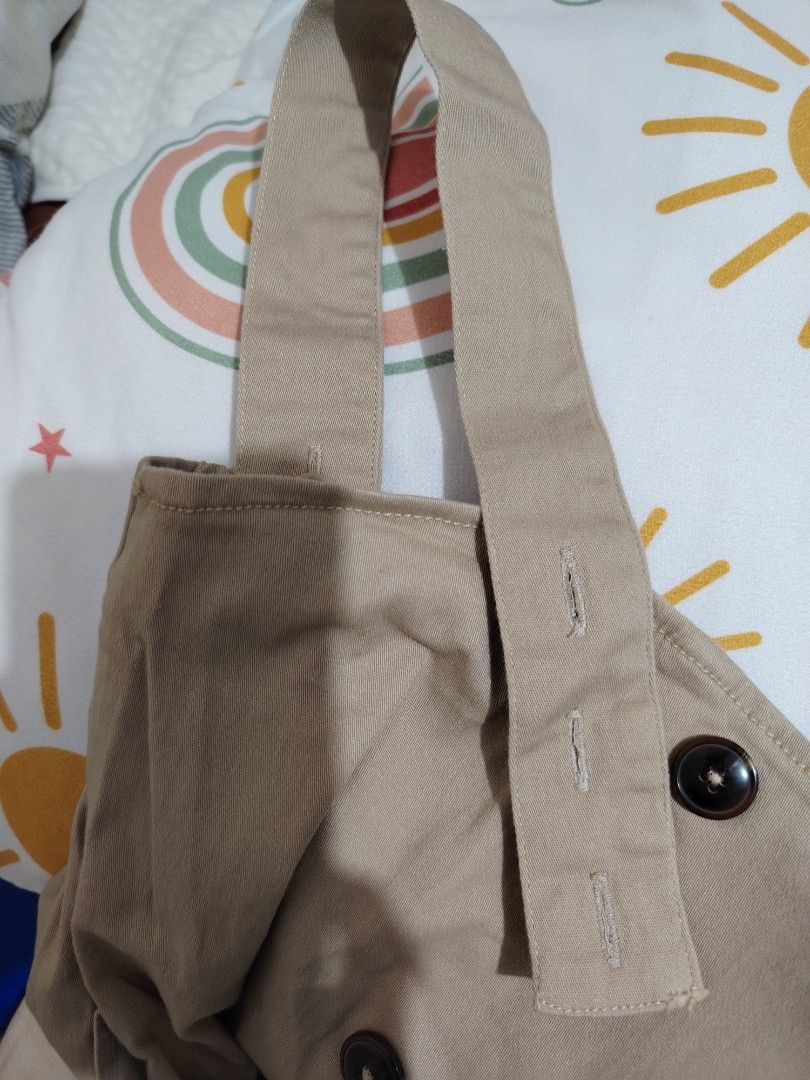 Khaki-colored Double-Breasted Style Dress (Category: Dresses) located in Mandaluyong City. Submitted by jnmagwho (Listing ID 1469167643, Image 2). Description: Detective style khaki colored dress Adjustable/removable shoulder straps With pockets Stretch material Can fit medium to large Brand new never worn never washed inspo style on last photo.