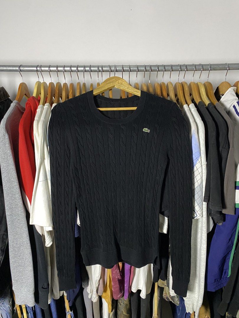Lacoste Cable knit knitted (Category: Longsleeves) located in Trece Martires City. Submitted by ridgeridethrift (Listing ID 1469328725, Image 1). Description: Width- 16.5 Length - 25 Sleeve - 28 No neck tag.