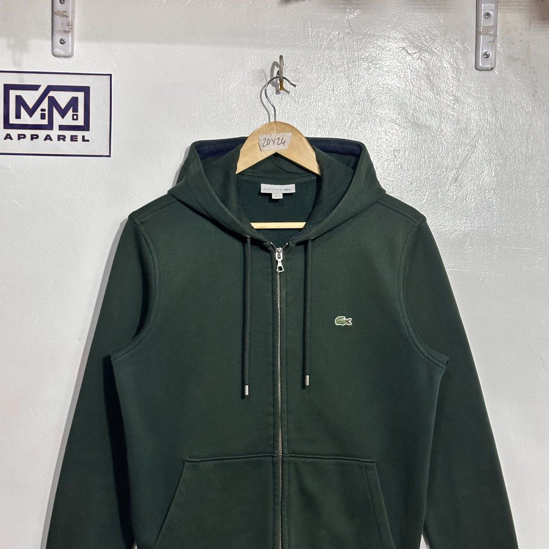 Lacoste Hoodie zip (Category: Hoodies) located in Malabon City. Submitted by Mi-MoApparel (Listing ID 1469169584, Image 3). Description: Excellent No issue Size 3 on tag Width 20 Length 26 .