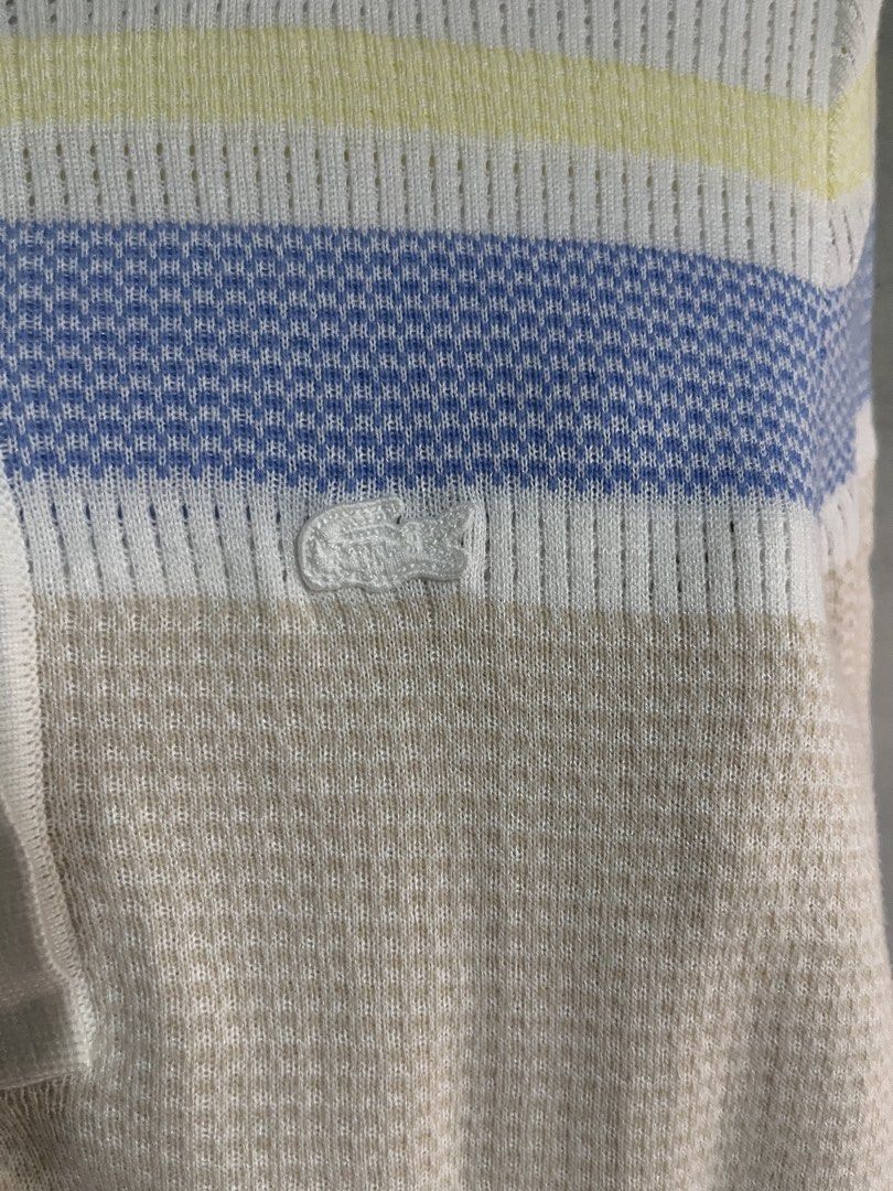 Lacoste Knitted Polo Shirt (Category: Luxury Apparel) located in Tuguegarao City. Submitted by preowned_curation (Listing ID 1469217000, Image 3). Description: Lacoste Multi Color Striped Pattern Knit Polo Shirt Size 38 on tag (25x15.5) Flawless Lightly used condition 750 + SF.
