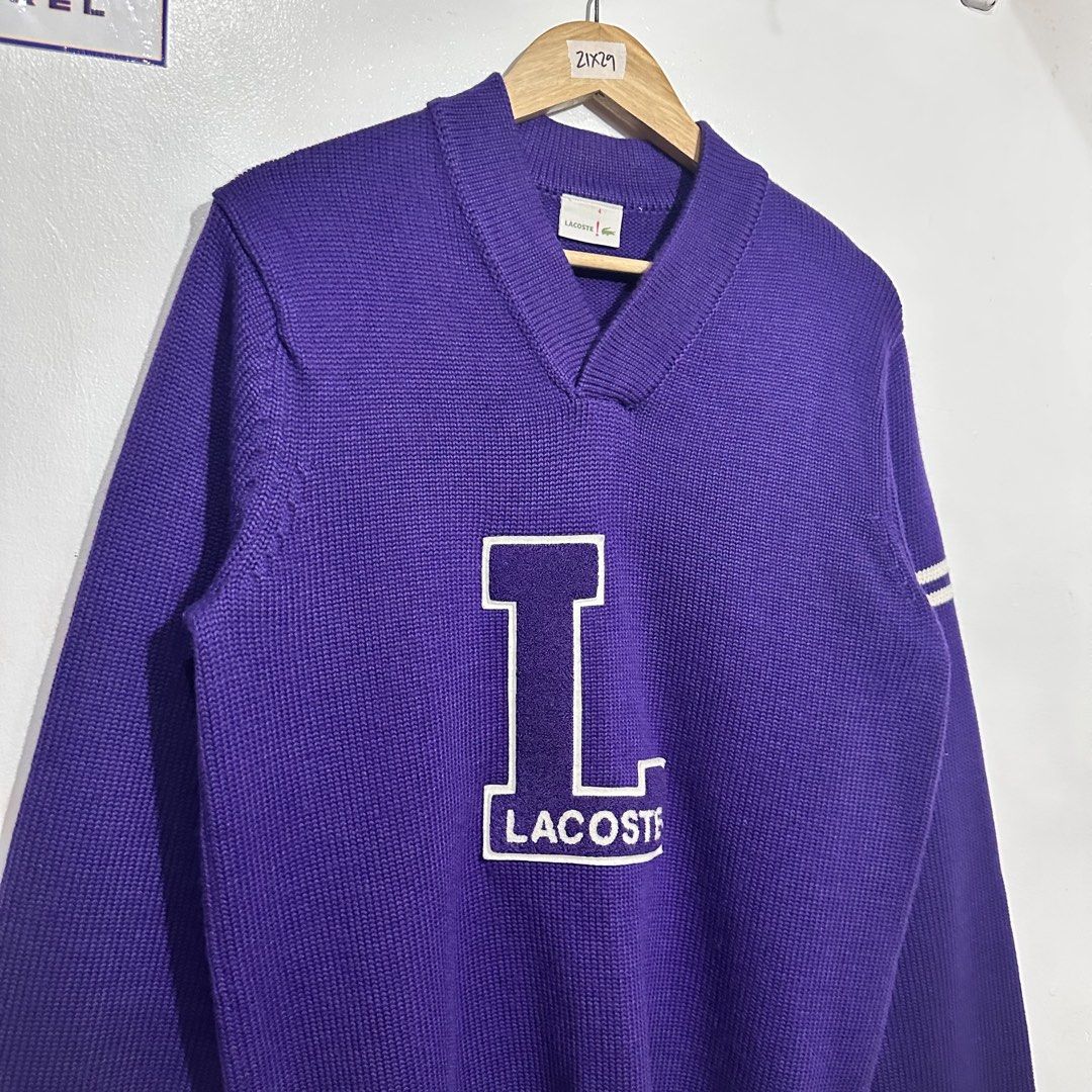 Lacoste knitted sweater (Category: Coats, Jackets and Outerwear) located in Malabon City. Submitted by Mi-MoApparel (Listing ID 1469169825, Image 3). Description: Like new No issue Size 4 on tag Width 21 Length 29 .