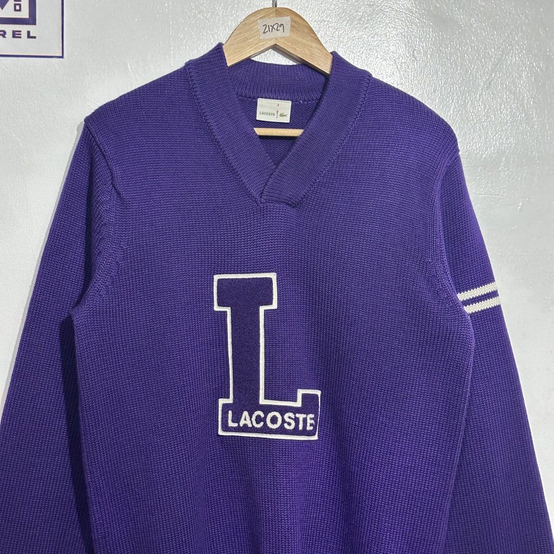 Lacoste knitted sweater (Category: Coats, Jackets and Outerwear) located in Malabon City. Submitted by Mi-MoApparel (Listing ID 1469169825, Image 2). Description: Like new No issue Size 4 on tag Width 21 Length 29 .