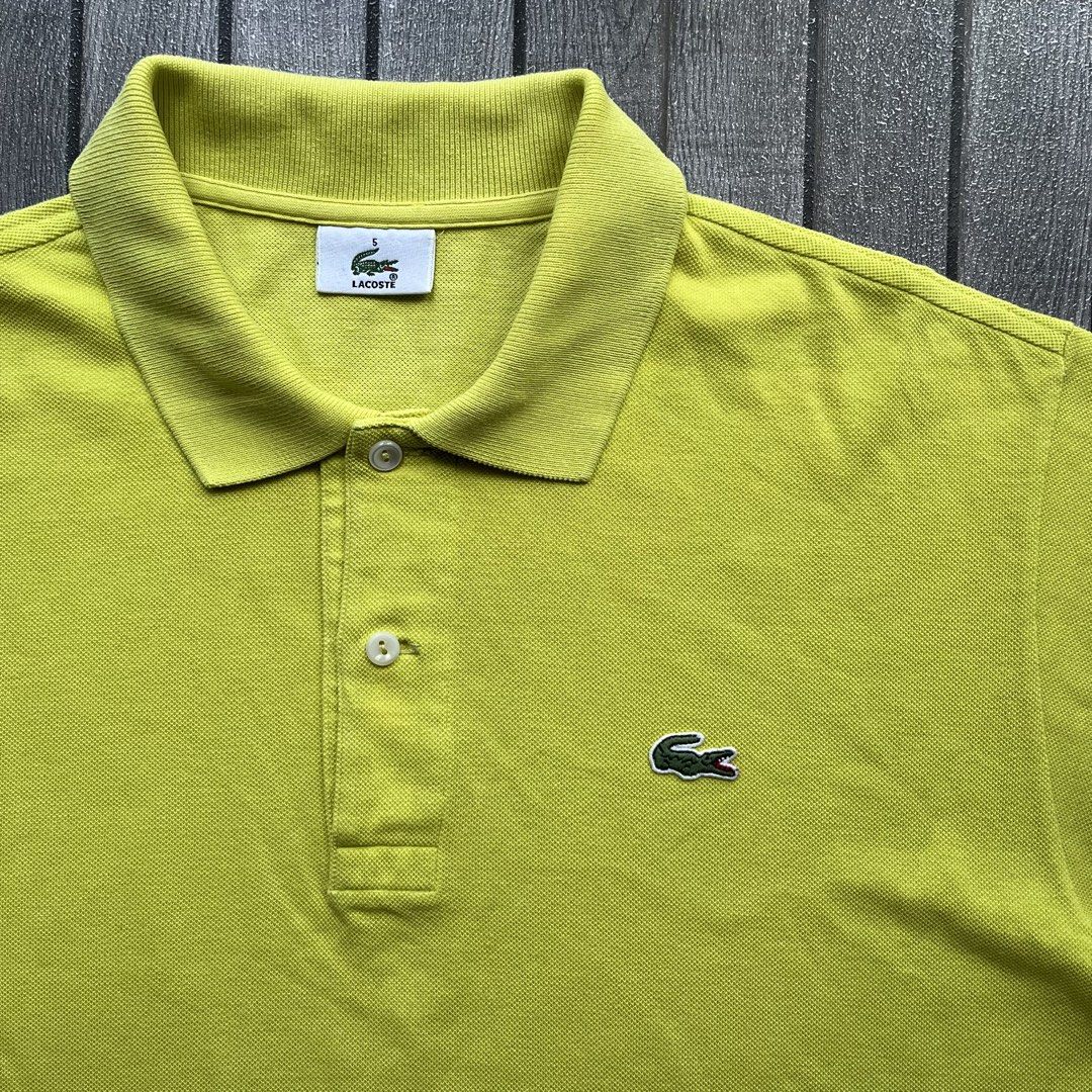 Lacoste Men’s Polo Shirt (Category: Activewear) located in Manila. Submitted by quali_thrift (Listing ID 1469320593, Image 2). Description: Lacoste Men’s Polo Shirt Color: Neon Yellow Size: 5 on tag (XL) Dimes: 23 x 28.5 Condition: 9.5/10 Color rate: 9.5/10 Authentic/Legit Excellent condition! Price: ₱1,300 + sf ✅.