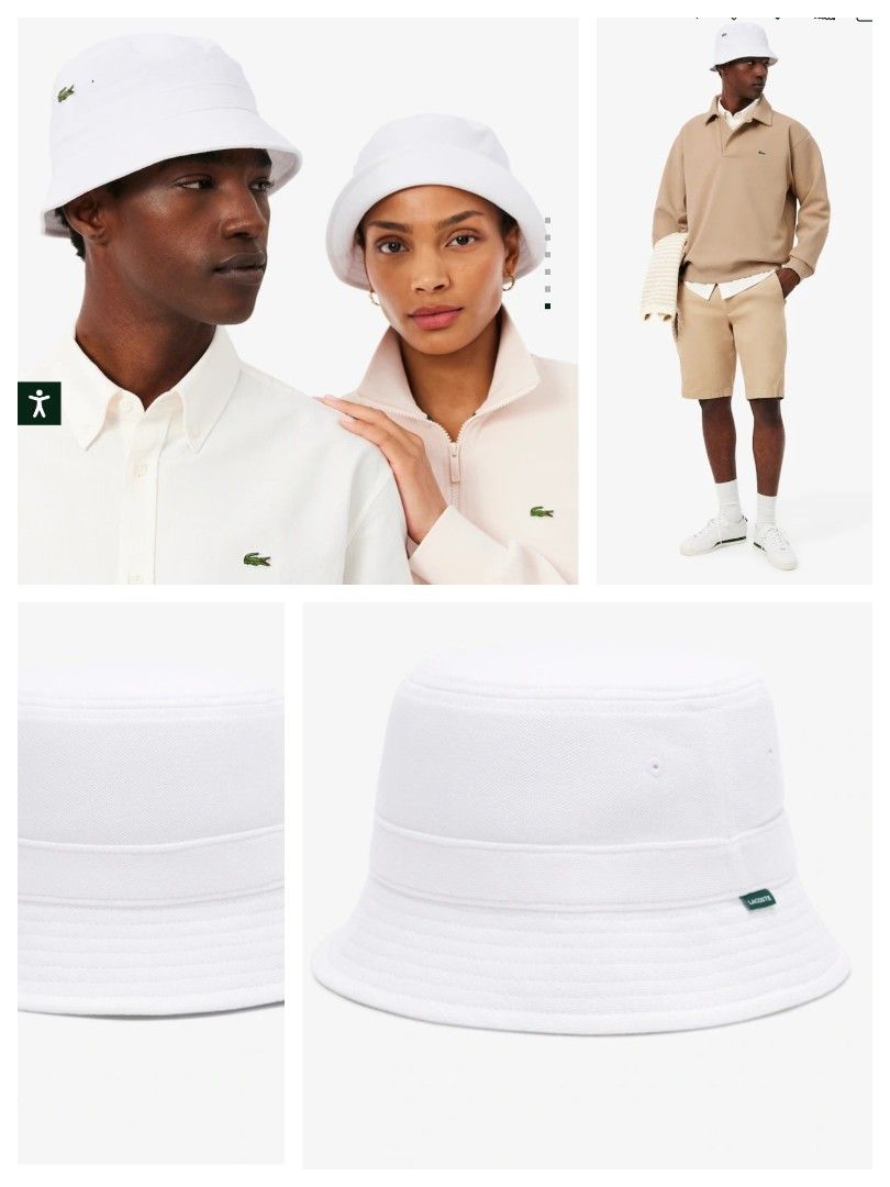 Lacoste Unisex bucket hat Large (Category: Hats & Beanies) located in Paranaque City. Submitted by fabbieb (Listing ID 1469173072, Image 1). Description: Lacoste Bucket Hat White Large New with tags No paper bag 💯authentic merchandise ❗NO when worn photo-- white item, iwas mantsa... hair oil. thanks for understanding. ❗first photo(collage) from brand's site. Ctto. Used for reference only. P2500 plus SF Location: Parañaque City ➡️ NO RUSH SHIPPIN