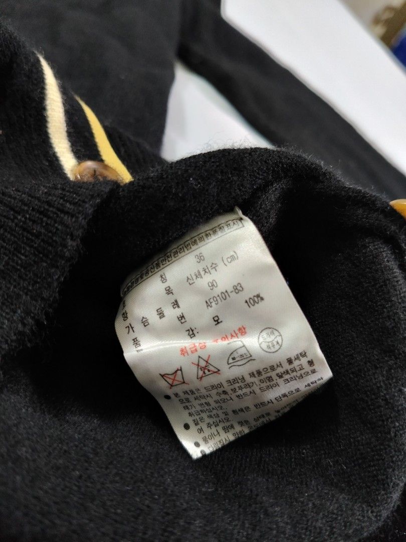Lacoste wool cardigan (Black) (Category: Coats, Jackets and Outerwear) located in Bocaue. Submitted by ukaynipepe (Listing ID 1469321240, Image 3). Description: Lacoste Lined cardigan (black) Size 36 on tag Wool 🧶 Width 16 Length 24 No flaws.