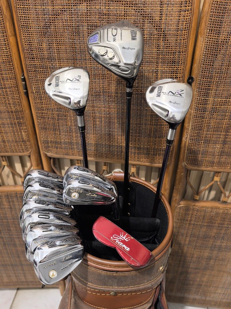 Ladies golf set (Category: Golf) located in Caloocan City. Submitted by ace2729 (Listing ID 1469228687, Image 2). Description: HONMA & MACTEC LADIES SET FOR BEGINNERS *DRIVER:MACTEC NVG 13° *WOOD: MACTEC NV-NX - #5-21° #7-25° *IRONS: HONMA CL-606 LADIES - 5,6,7,8,9,10,11,SW & WILSON TIARA PUTTER - GRAPHITE SHAFT - ALL LADIES FLEX *BAG: HONMA ALL GOOD CONDITION 💸 11,500 LOCATION: PUNTURIN VALENZUELA WE SHIP NATIONWIDE SF BUYER'S EXPENSE .