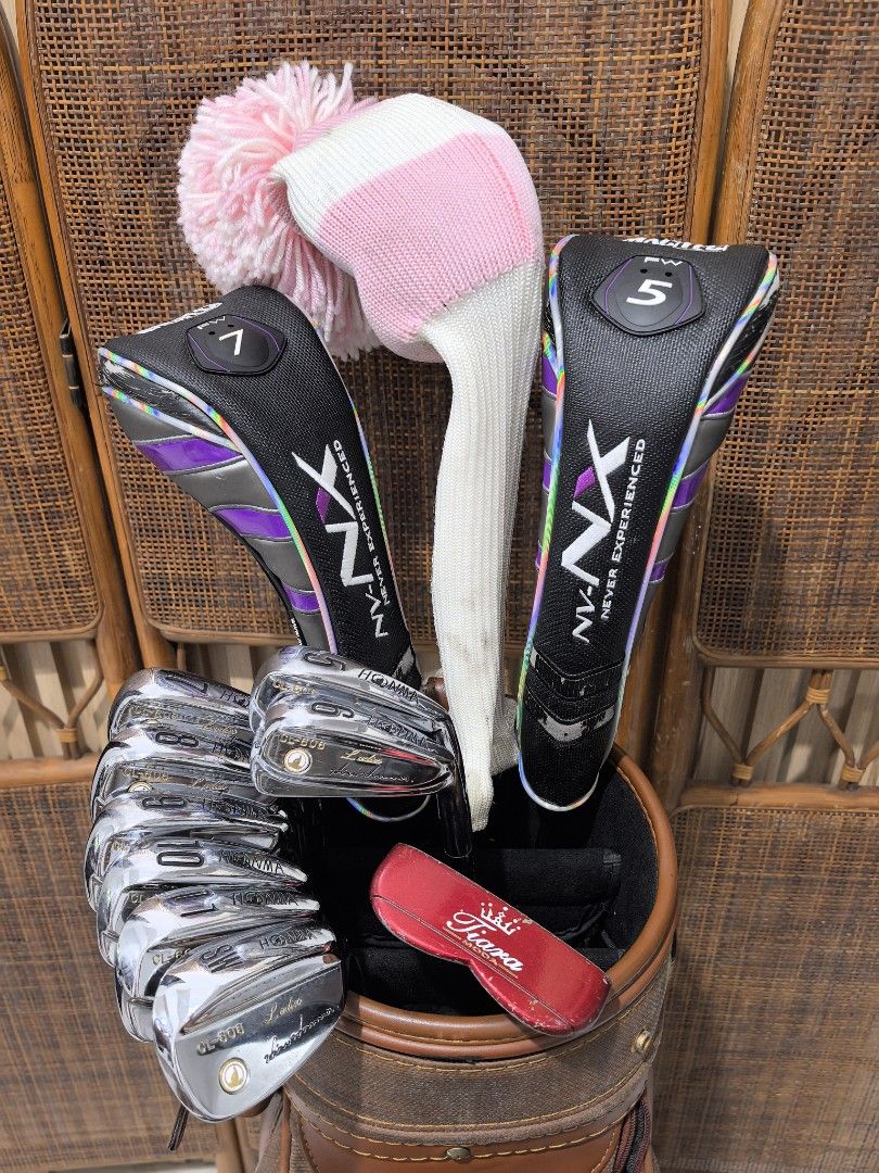 Ladies golf set (Category: Golf) located in Caloocan City. Submitted by ace2729 (Listing ID 1469228687, Image 1). Description: HONMA & MACTEC LADIES SET FOR BEGINNERS *DRIVER:MACTEC NVG 13° *WOOD: MACTEC NV-NX - #5-21° #7-25° *IRONS: HONMA CL-606 LADIES - 5,6,7,8,9,10,11,SW & WILSON TIARA PUTTER - GRAPHITE SHAFT - ALL LADIES FLEX *BAG: HONMA ALL GOOD CONDITION 💸 11,500 LOCATION: PUNTURIN VALENZUELA WE SHIP NATIONWIDE SF BUYER'S EXPENSE .