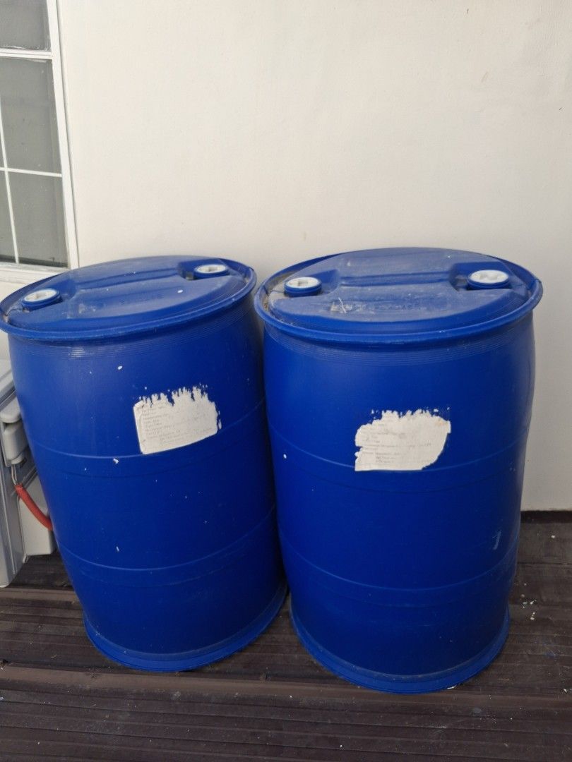 Large Blue Plastic Drums Water Storage Containers (Category: Storage Boxes & Baskets) located in Marikina City. Submitted by livemountain_f541ec (Listing ID 1469166976, Image 3). Description: - Quantity: 2 large blue plastic drums - Design: Heavy-duty construction with dual bung caps for easy filling/pouring - Features: White label patch on the side - Ideal Use: Great for rainwater harvesting or general storage - Condition: Stored outside against