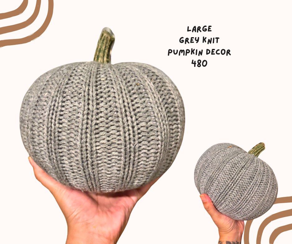 Large Knitted Grey Pumpkin Tabletop decor (Category: Artificial Plants & Flowers) located in Pasig City. Submitted by homeyvibesph (Listing ID 1469260825, Image 1). Description: .