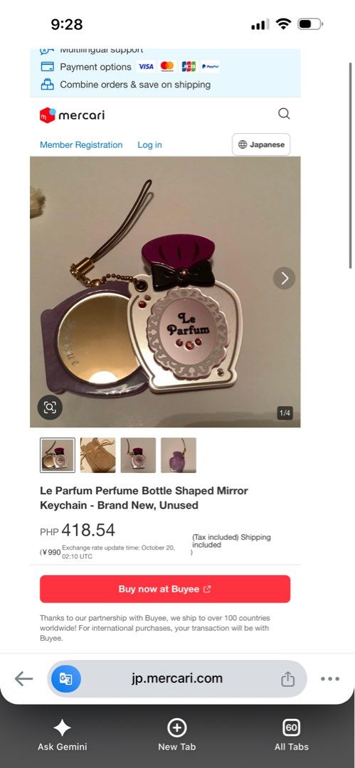Le Parfum Perfume Bottle Shaped Mirror Keychain (Category: Everything Else Others) located in Davao. Submitted by favoritepreloved (Listing ID 1469301781, Image 2). Description: .