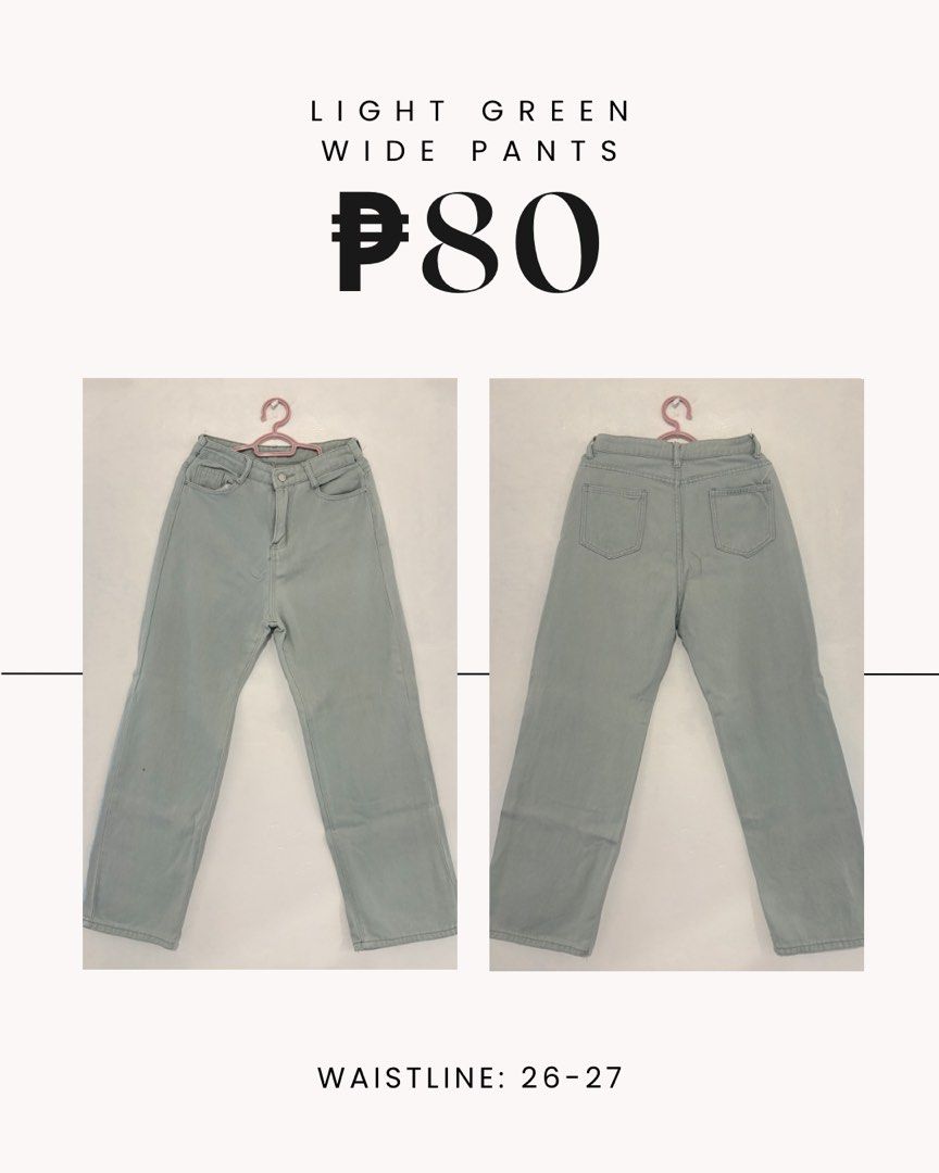 light green wide pants size 26-27 (Category: Jeans) located in Indang. Submitted by beebadooday (Listing ID 1469222038, Image 1). Description: .