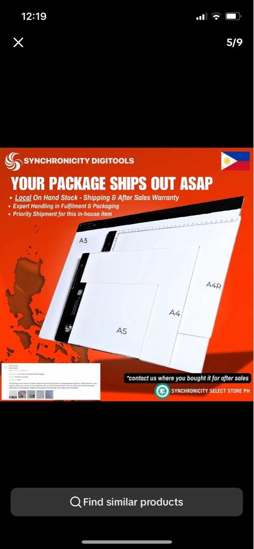 LIGHT PAD FOR ENGINEERING/ARCHITECTURE STUDENTS (Category: Other Accessories) located in Manila. Submitted by jalayajayb99773 (Listing ID 1469338148, Image 1). Description: size: a3 no issues pero sira na box (kinain ng daga mga gilid gilid) pm for details.