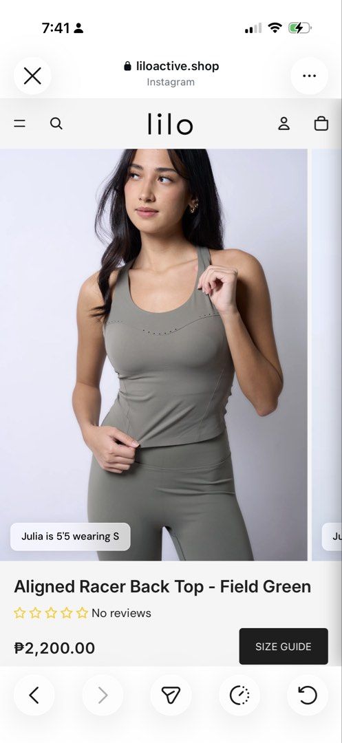 Lilo Active wear Racerback top (Green Small) (Category: Others Tops) located in Quezon City. Submitted by preloved__cw (Listing ID 1469275911, Image 1). Description: Used twice only No issues Can send a when worn photo Good for workout top!! 🤍 Rfs: decluttering.