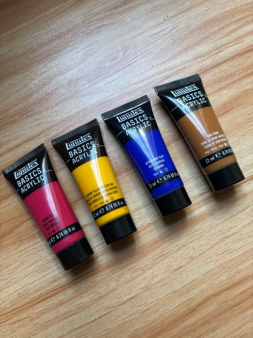 Liquitex Acrylic Paint 22 ml (Category: Craft Supplies & Tools) located in Cebu City. Submitted by cassiopea_01 (Listing ID 1469258649, Image 1). Description: Liquitex Acrylic Paint 22 ml ✨ Price: 350 take all Almost new condition, orig price 170 each. Primary Red Cad Yellow Ultramarine Raw Sienna 💳 Maribank 🚚 JNT/ SPX/ Maxim 📍Cebu city.