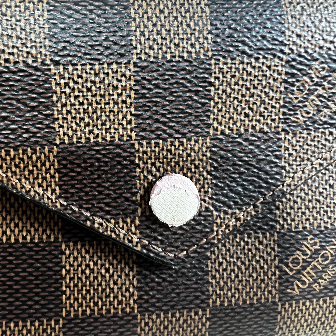 Louis Vuitton Damier Ebene Wallet (Category: Luxury Bags & Wallets) located in Quezon City. Submitted by _declutteringmom (Listing ID 1469305703, Image 3). Description: ✨ Louis Vuitton Victorine - Damier Ebene, Rose Ballerine interior ✨ 💯 guaranteed authentic 👜 Bought from LV Greenbelt ➡️ With dust bag, box, lace ➡️ Condition: lightly used; only flaw is the front button 💰 Mode of payment: BPI, GCash, GoTyme.