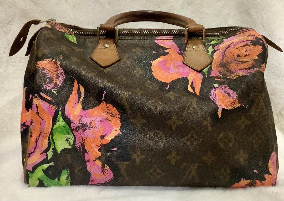 Louis Vuitton Monogram Rose Speedy Bag (Category: Luxury Bags & Wallets) located in Quezon City. Submitted by heybailey (Listing ID 1469209640, Image 2). Description: - Brand: Louis Vuitton - Design: Iconic Monogram canvas with limited-edition vibrant printed roses - Style: Classic Speedy silhouette with dual rolled leather handles and top zip closure - Details: Premium brown leather trim and polished gold-tone hardware - Interior: Spacious main 