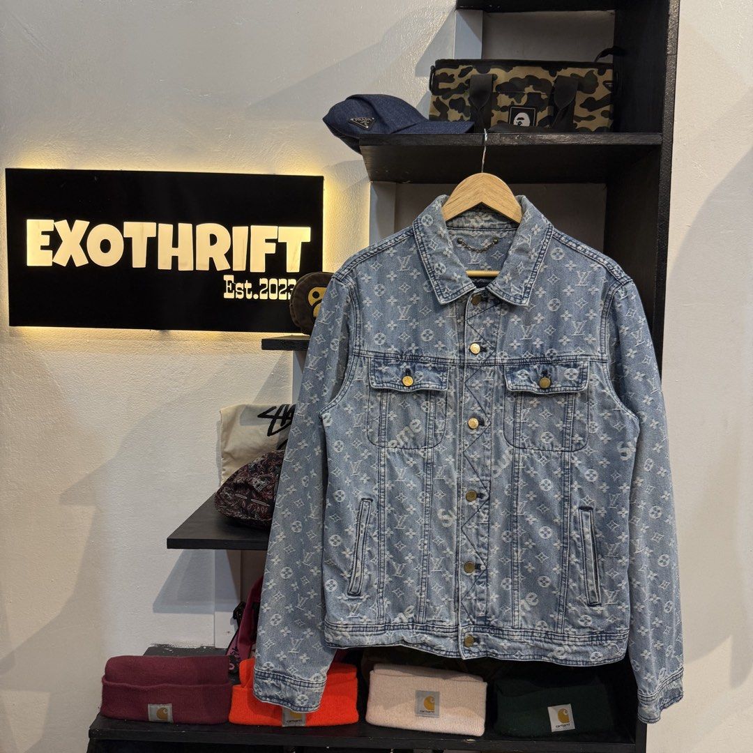 LOUIS VUITTON X SUPREME DENIM (Category: Luxury Apparel) located in Manila. Submitted by carbungcoalex (Listing ID 1469337236, Image 1). Description: LOUIS VUITTON x SUPREME DENIM JACKET 21 by 25 Good Condition Complete tags check all detailed photos 2K CLAIM.