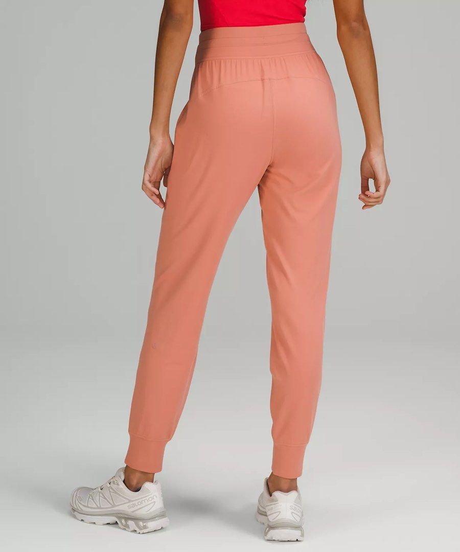 Lululemon Align High-Rise Jogger Pink Peony (Category: Activewear) located in Pagadian. Submitted by afterwearph (Listing ID 1469251817, Image 2). Description: Lululemon Align high-rise jogger pants in pink peony. Buttery soft Nulu fabric, incredibly comfortable for lounging or workouts. Drawstring waistband, side slip pockets, tapered leg with banded cuffs. Iconic silver-toned metal logo aglets on drawstrings and subtle tonal logo on lower leg. 