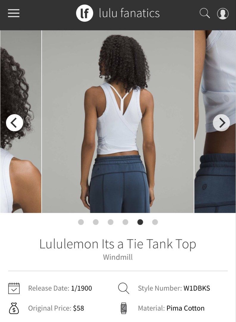 Lululemon Its a Tie Tank Top (Category: Activewear) located in Los Banos. Submitted by darl.shop (Listing ID 1469209917, Image 1). Description: Dot 12 .