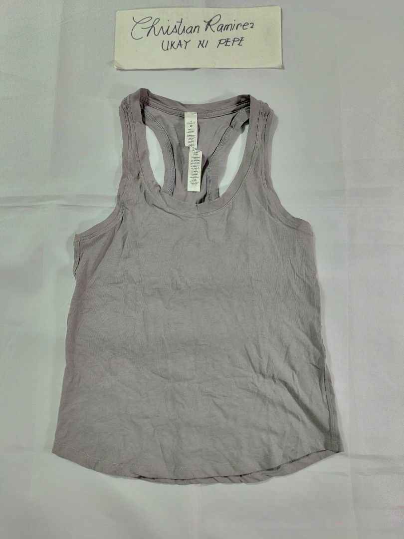 Lululemon love tanks (Category: Activewear) located in Bocaue. Submitted by ukaynipepe (Listing ID 1469323617, Image 3). Description: Lululemon love tank top Size 4 on tag Grayish purple colorway Width 15 Length 24 As new.