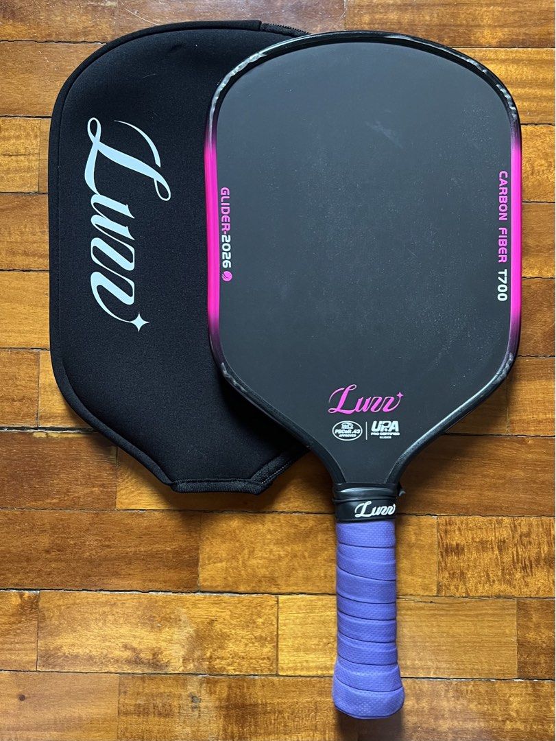 Luzz Glider 2026 Pickleball Paddle (Category: Racket and Ball Sports) located in Quezon City. Submitted by ficarts (Listing ID 1469212099, Image 1). Description: Luzz Glider 2026 used for less then 1 and a half month. played with edge tape and overgrip wrap with paddle cover send me your offers .