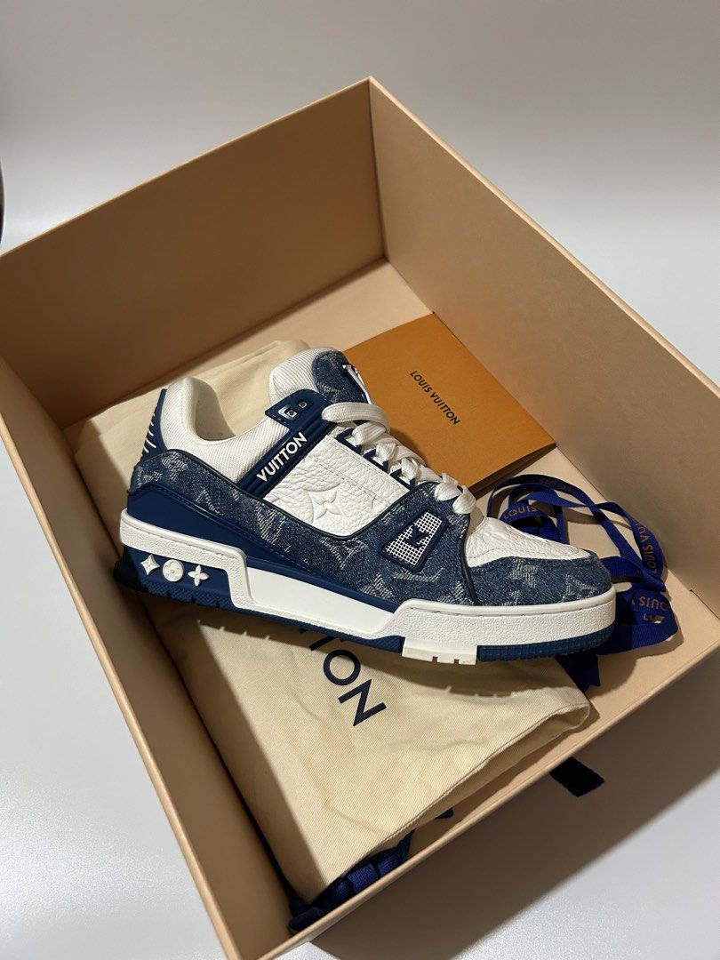 LV Trainer Blue Denim (Category: Sneakers & Footwear) located in Manila. Submitted by kickscouture (Listing ID 1469325376, Image 2). Description: LV Trainers Blue Denim Size 37 EU fits 7.5 - 8 W Lightly Used / Complete with Auth cert. 25,000 Pair is 100% authentic / money back if proven fake. 🚚Lalamove / LBC / Meetups 📍Trece, Cavite kickscouture_ on instagram.