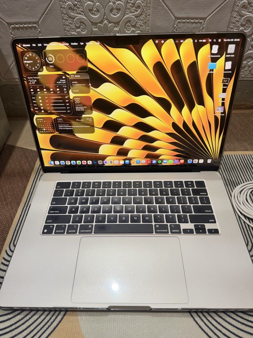 MacBook Air 15-inch M3 16/512 GB (Category: Laptops & Notebooks) located in Santa Rosa. Submitted by arby023 (Listing ID 1469297921, Image 2). Description: PERSONAL OWNED For Sale: Macbook Air M3 15 inch (Model: A3114) Color: Starlight 16 GB Unified Memory / 512 GB SSD OS MAC Tahoe 26.5 Bought at PMC Festival Mall, Alabang Complete with Receipt, Box, and Manual Backlit Keyboard OK Touch ID OK Cycle Count: 90 Maximum Battery Capacity: 97% With Cas