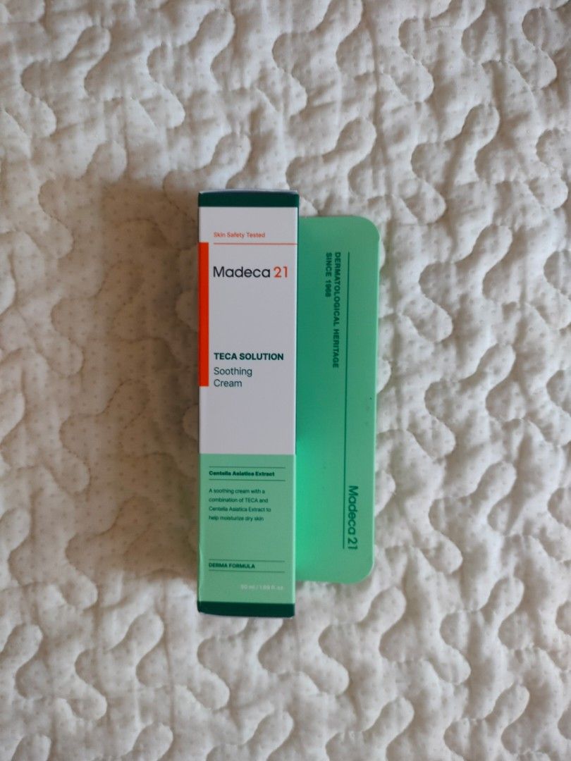 [MADECA21] Teca Soothing Cream 50ml (Category: Face Care) located in Tabaco. Submitted by danielamc17 (Listing ID 1469252395, Image 1). Description: - brand new and sealed - 50ml loc: Albay mod: J&T / SPX Express.