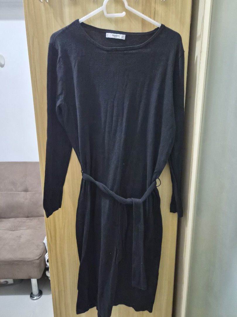 Mango Basics Black Long Sleeve Knit Dress (Category: Dresses) located in Mandaluyong City. Submitted by joyce1593 (Listing ID 1469255901, Image 2). Description: - Brand: Mango Basics - Color: Classic Black - Size: EUR M / US S / MEX M - Material: Comfortable knit fabric - Design: Long sleeves, round neckline, and adjustable tie waist belt - Origin: Made in China - Condition: Excellent / Ready to wear - Style: Versatile piece for casual days or dr