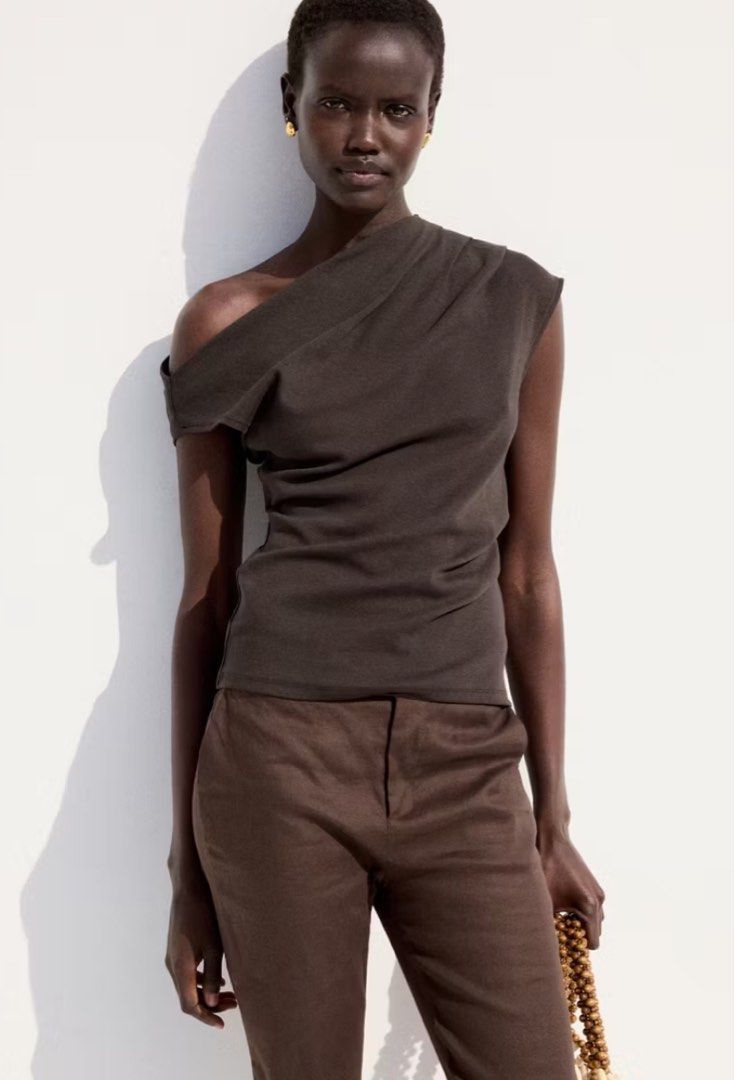 Mango brown asymmetrical top (Category: Blouses) located in Koronadal. Submitted by gstyledforless (Listing ID 1469284378, Image 3). Description: Fits medium .
