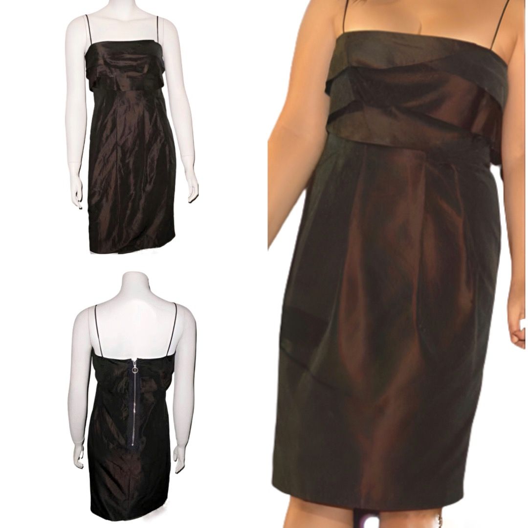 MANGO BROWN METALIC DRESS (Category: Evening dresses & gowns) located in Marikina City. Submitted by minimalistmanila (Listing ID 1469276671, Image 2). Description: Mango dark brown metallic dress. S-M size. 17 inch bust, 34 inch ength. From Mango Singapore. Worn once. Order now! .