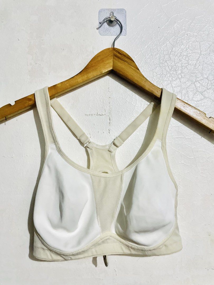 Marks & Spencer White Sports Bra (Category: Activewear) located in Caloocan City. Submitted by lovemyclothes21 (Listing ID 1469264847, Image 1). Description: - Brand: Marks & Spencer - Color: White - Size: UK 32D - Condition: Brand new with tags (style numbers and sizing details clearly shown) - Design: Racerback with adjustable straps - Support: Underwired cups for secure workout support - Breathability: Front mesh panel - Origin: Made in China.