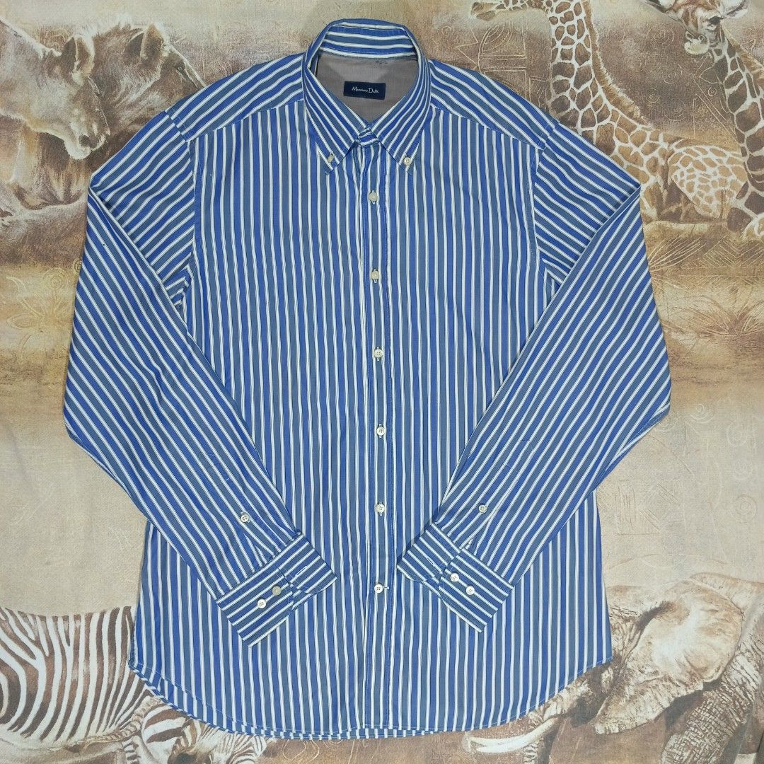 Massimo Dutti Blue and White Striped Long Sleeve Button-Down Shirt (Category: Longsleeves) located in Cavite. Submitted by navias (Listing ID 1469338430, Image 1). Description: Origin:UAE 100% authentic slightly negotiable - Brand: Massimo Dutti - Design: Blue and white vertical stripes - Fit: Classic fit - Details: Long sleeves, button cuffs, button-down collar, and contrast inner collar/placket - Condition/Style: Clean look, versatile for both 