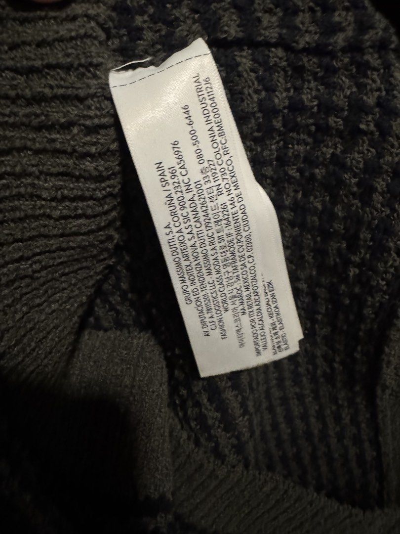 Massimo Dutti Knit Polo Shirt Size L (Category: Tshirts & Polo Shirts ) located in Taguig. Submitted by dependingonvibe (Listing ID 1469273219, Image 2). Description: Massimo Dutti knit polo shirt in dark green, grey and navy blue stripes. Short sleeves, spread collar with V-neck placket. Made from extrafine cotton in Turkey. Size Large across EUR, USA, and MEX sizing tags. Ribbed collar, cuffs, and hem. Width: 22” // length 30” Comfortable textu