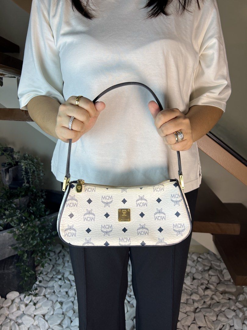 MCM White Monogram Shoulder Bag (Category: Luxury Bags & Wallets) located in Manila. Submitted by gailmg (Listing ID 1469232930, Image 2). Description: AUTHENTIC MCM.