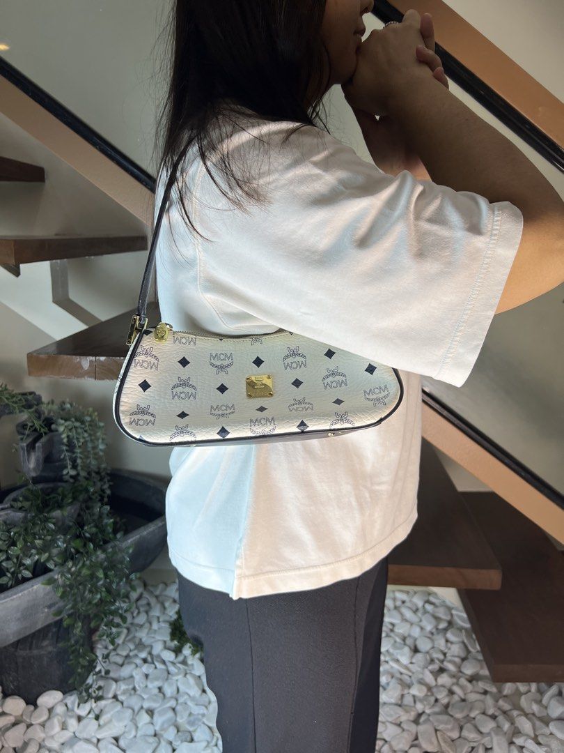 MCM White Monogram Shoulder Bag (Category: Luxury Bags & Wallets) located in Manila. Submitted by gailmg (Listing ID 1469232930, Image 3). Description: AUTHENTIC MCM.