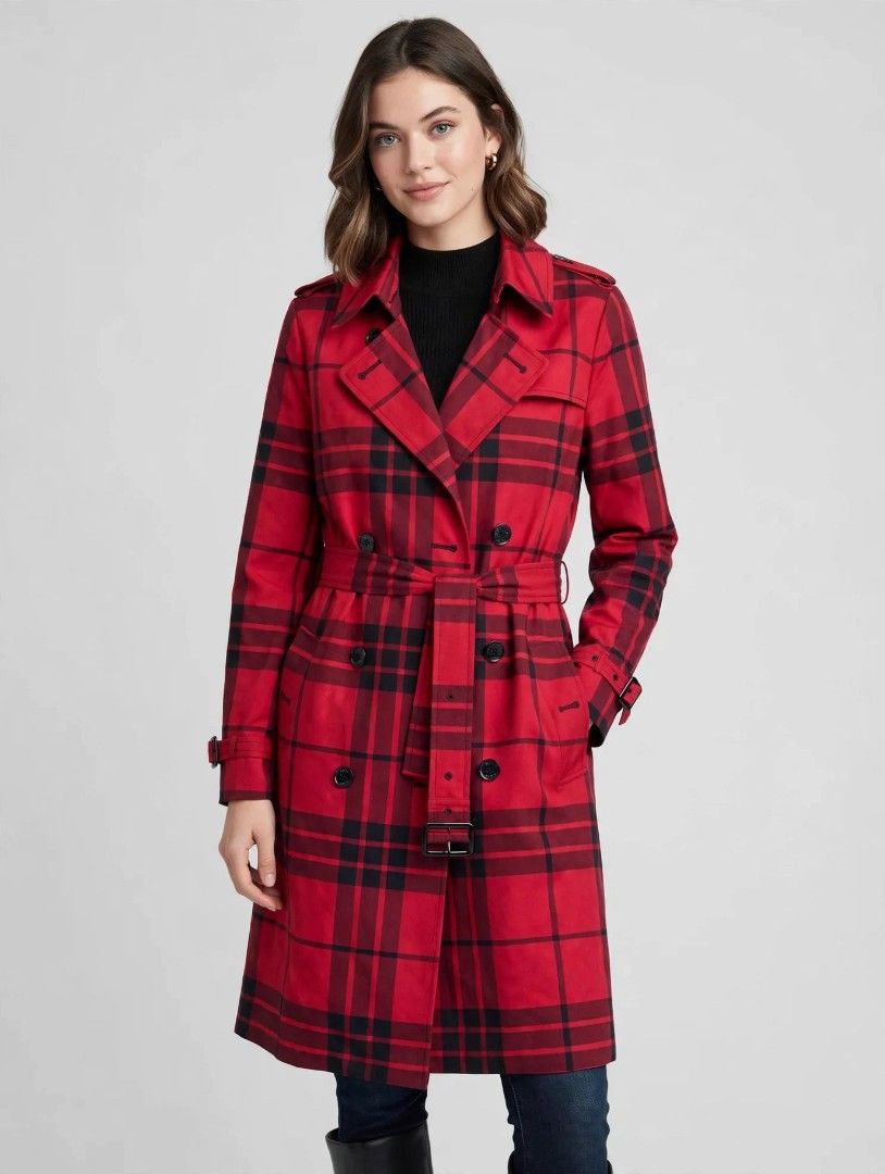 Michael Kors Belted Plaid Trench Coat (Category: Coats, Jackets and Outerwear) located in Abucay. Submitted by jamesnike21 (Listing ID 1469164716, Image 1). Description: 📌Michael Kors 📌like new condition 📌size med on tag 📌width 18' 📌length 24' 📌Slightly wrinkled due to storage 👍 📌The color of the product may differ from actual color depending on the type, condition of the display, surrounding light and other factors. 👍 📌For negotiations