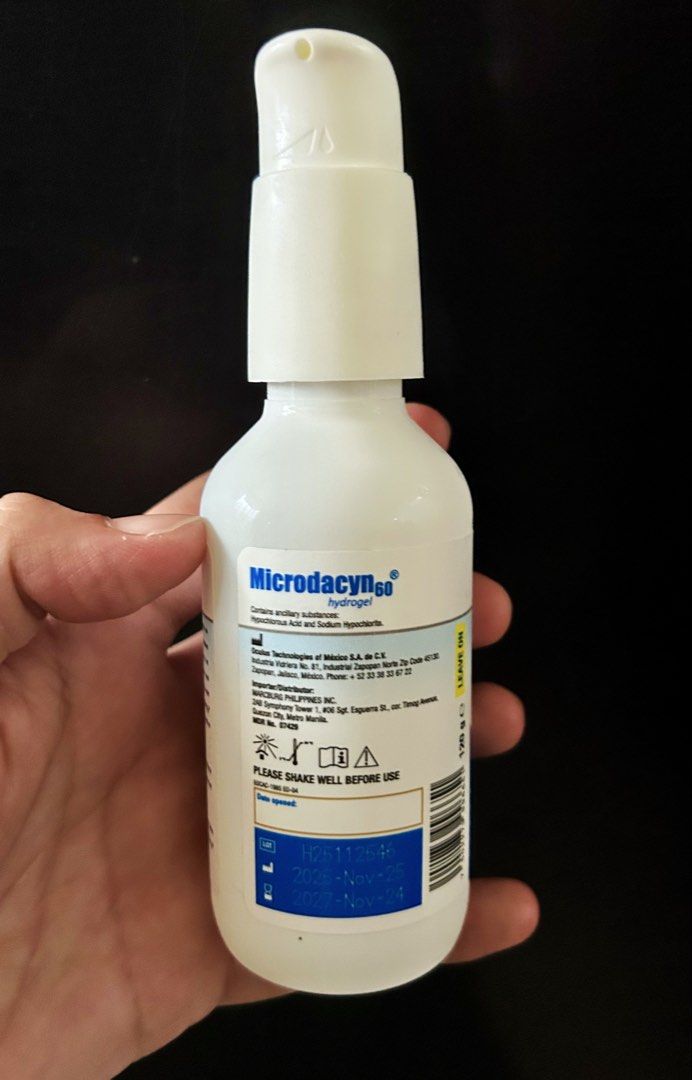Microdacyn hydrogel (Category: Sanitizers & Disinfectants) located in Caloocan City. Submitted by thetidytreadph (Listing ID 1469178505, Image 3). Description: Used twice No box ED: Nov 2027.