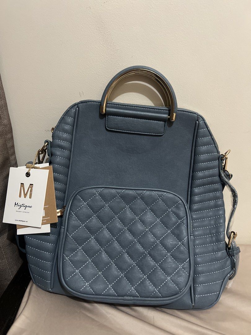 MIZTIQUE Leather Convertible Bag (Category: Backpacks) located in Quezon City. Submitted by heyyybabe (Listing ID 1469285980, Image 1). Description: Brand new, never been used. The bag is convertible, can be a sling bag or a backpaxk .