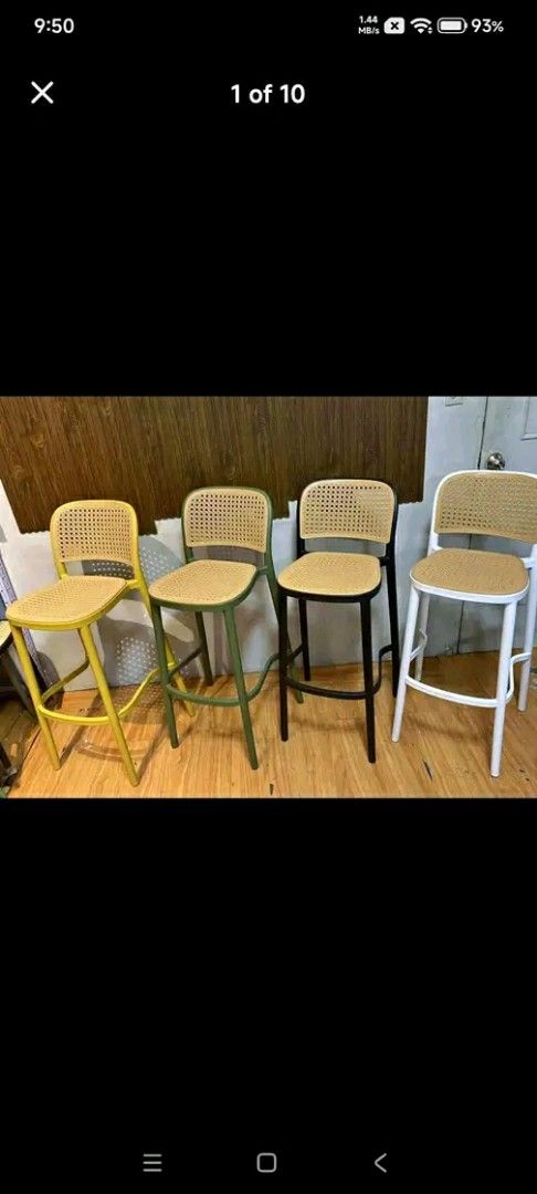 Modern Rattan Style Plastic Bar Stool High Chair (Category: Chairs) located in Manila. Submitted by wisecat_f7c143 (Listing ID 1469162690, Image 1). Description: New Arrival ! ! ! Modern Rattan Style Plastic Bar Stool High Chair pm me cod via lalamove.