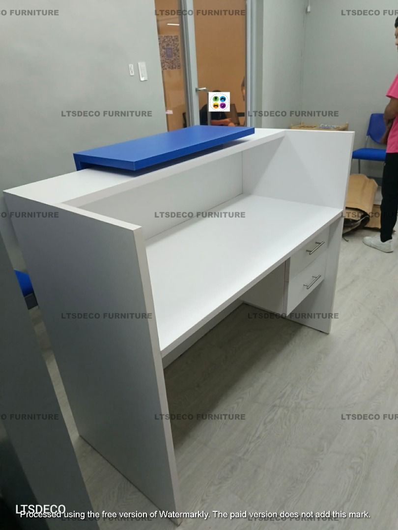 Modern White and Blue Reception Desk with Drawers (Category: Office Furniture & Fixtures) located in Paranaque City. Submitted by alexa_ltsdeco (Listing ID 1469190345, Image 1). Description: For inquiry, Quotation, estimate and orders please call us for faster transaction or kindly send your floor plan layout via email: Look for Ms. Anne -Sale's Executive- 📞 V I B E R NUMBER - 09318363986 📩 Email: roxanne25.ltsdecofurniture(at)gmail.com 🌐 VISI