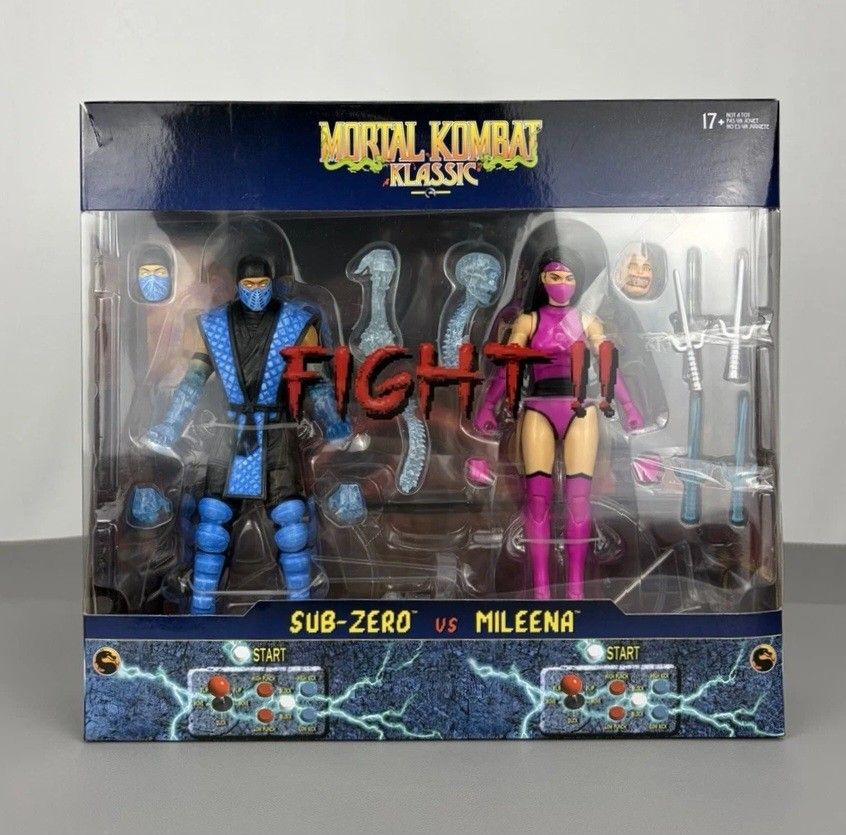 Mortal Kombat Klassic Sub-Zero vs Mileena Action Figure 2-Pack (Category: Figurines & Statues) located in Caloocan City. Submitted by hobbym8 (Listing ID 1469172693, Image 1). Description: - Brand new, unopened Mortal Kombat Klassic action figure set - Includes Sub-Zero and Mileena figures - Comes with interchangeable hands, alternative heads, and weapons - Original window box packaging with graphic arcade machine artwork - Figures are securely h